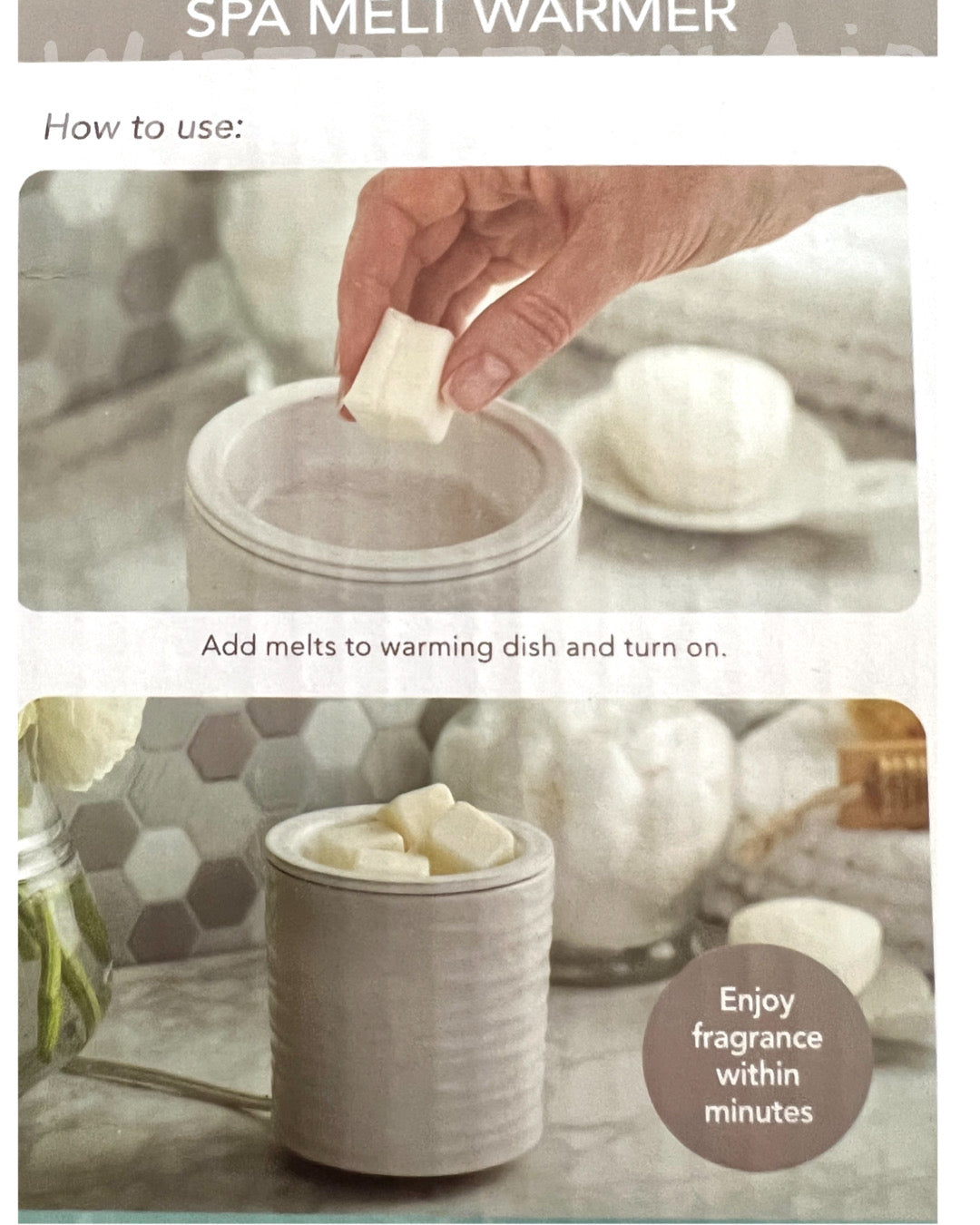 Electric Wax Melter ~ Wax Warmer ~ WHITE SPA GENTLE WAVES ~ White Warmer