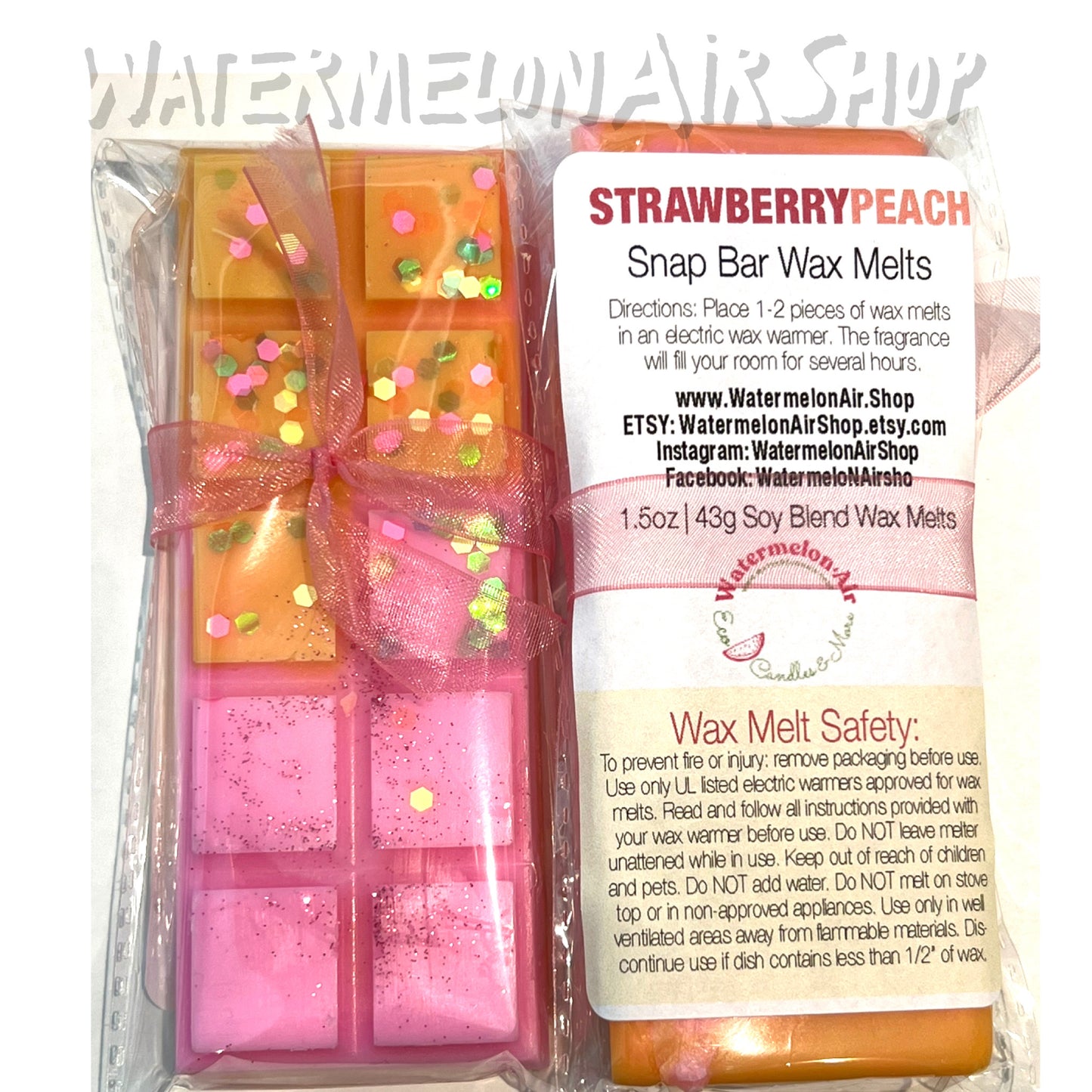 STRAWBERRY PEACH Snap Bar Wax Melts | Fruity | Delicious Scent | Faux Food