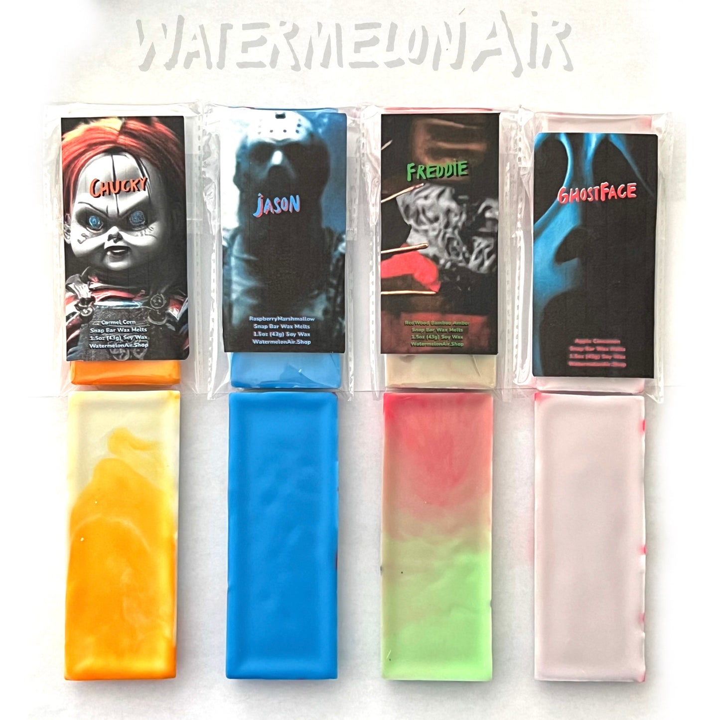 HORROR MOVIE IDOL WAX MELT Gift Set | Horror Movie | Chucky | Jason | Freddy | Ghostface | Goth gift | Movie gift | Scary Movie Wax Melts