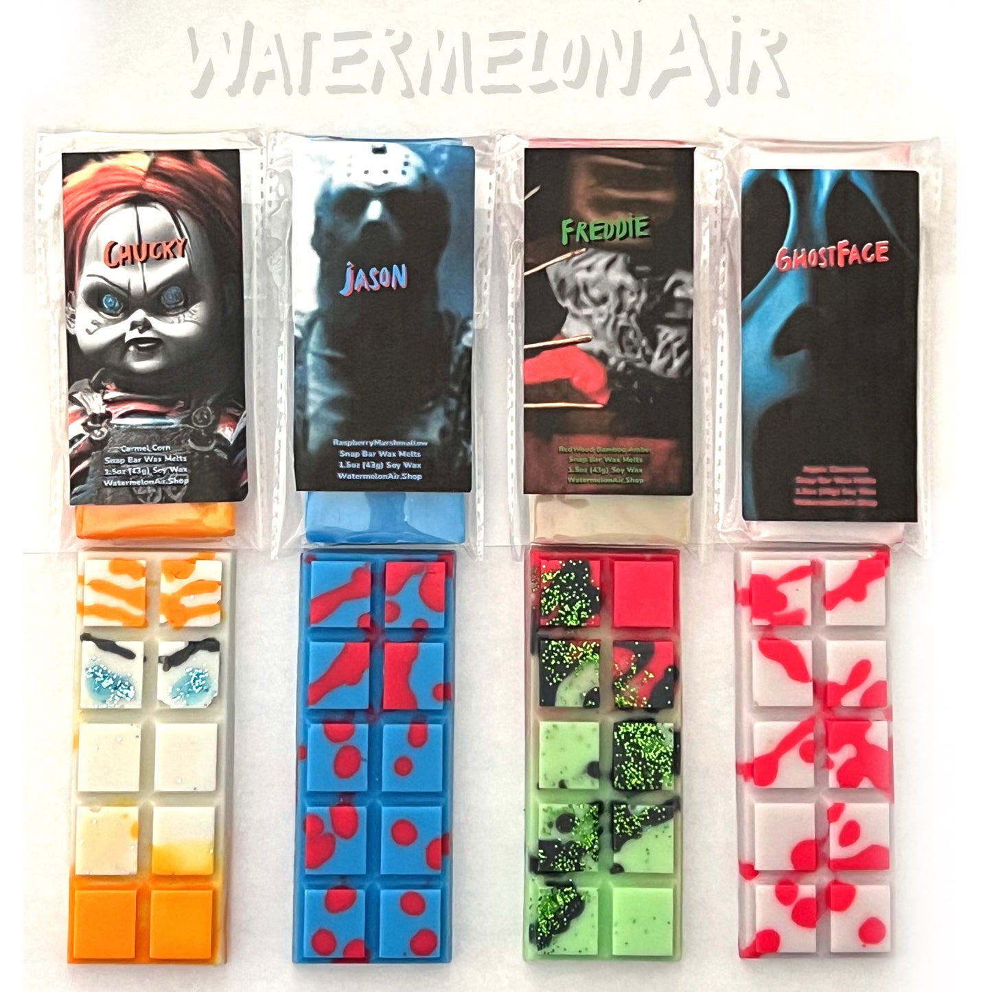 HORROR MOVIE IDOL WAX MELT Gift Set | Horror Movie | Chucky | Jason | Freddy | Ghostface | Goth gift | Movie gift | Scary Movie Wax Melts