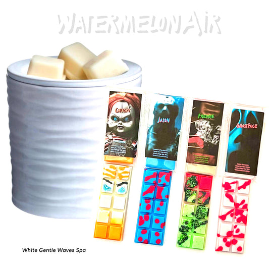 HALLOWEEN GIFT SET #1: Electric Wax Melter “Spa Waves White”+HORROR MOVIE IDOL Wax Melt Gifts