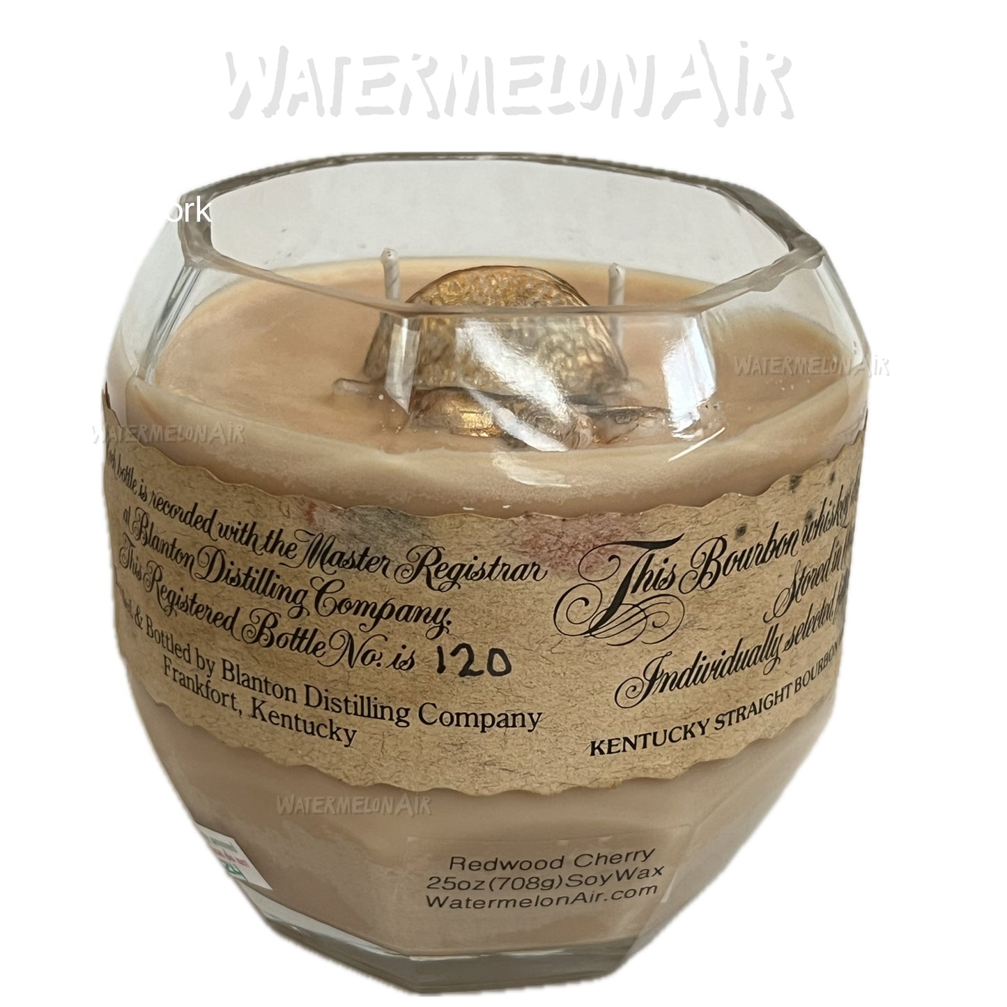 Blanton's Bourbon Bottle Candle - Soy Wax - Cotton Wick - Upcycled Bottle