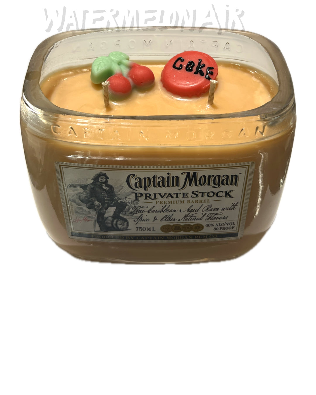 CAPTAIN CHERRY COKE Bottle Candle | Huge Candle | Soy | Natural Clean Burn | Bar top candle | CaptainMorgan | Gift | Home Decor | Captain Morgan Private Stock Bottle Candle