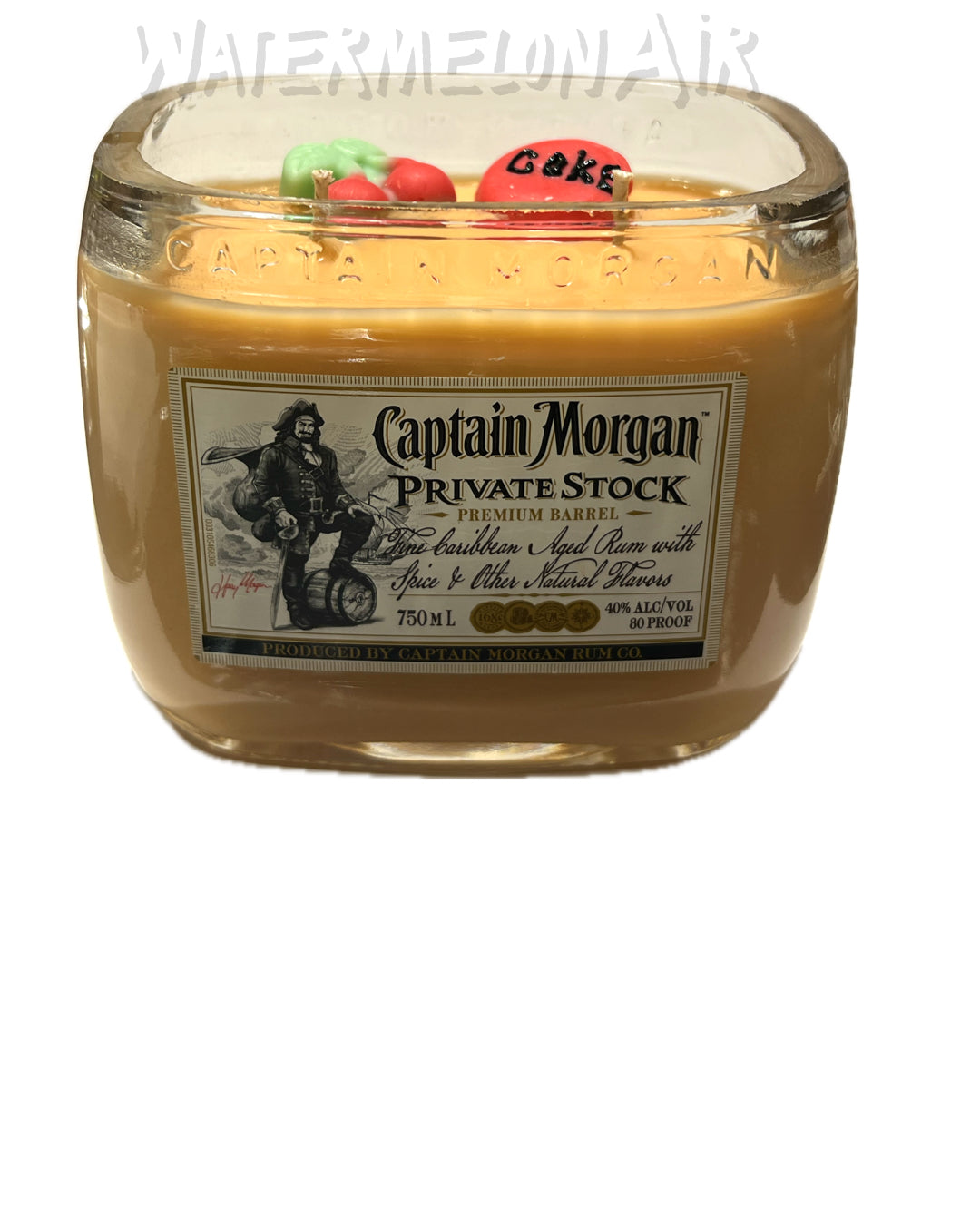 CAPTAIN CHERRY COKE Bottle Candle | Huge Candle | Soy | Natural Clean Burn | Bar top candle | CaptainMorgan | Gift | Home Decor | Captain Morgan Private Stock Bottle Candle