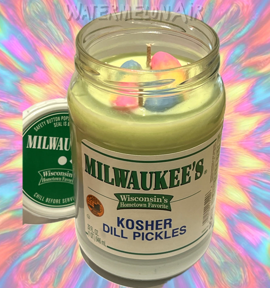 Psychedelic Pickle Bottle Candle | fun candles | non toxic candles | fruit loopy | Pickle candle