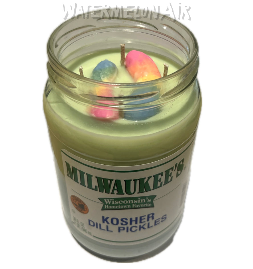 Psychedelic Pickle Bottle Candle | fun candles | non toxic candles | fruit loopy | Pickle candle