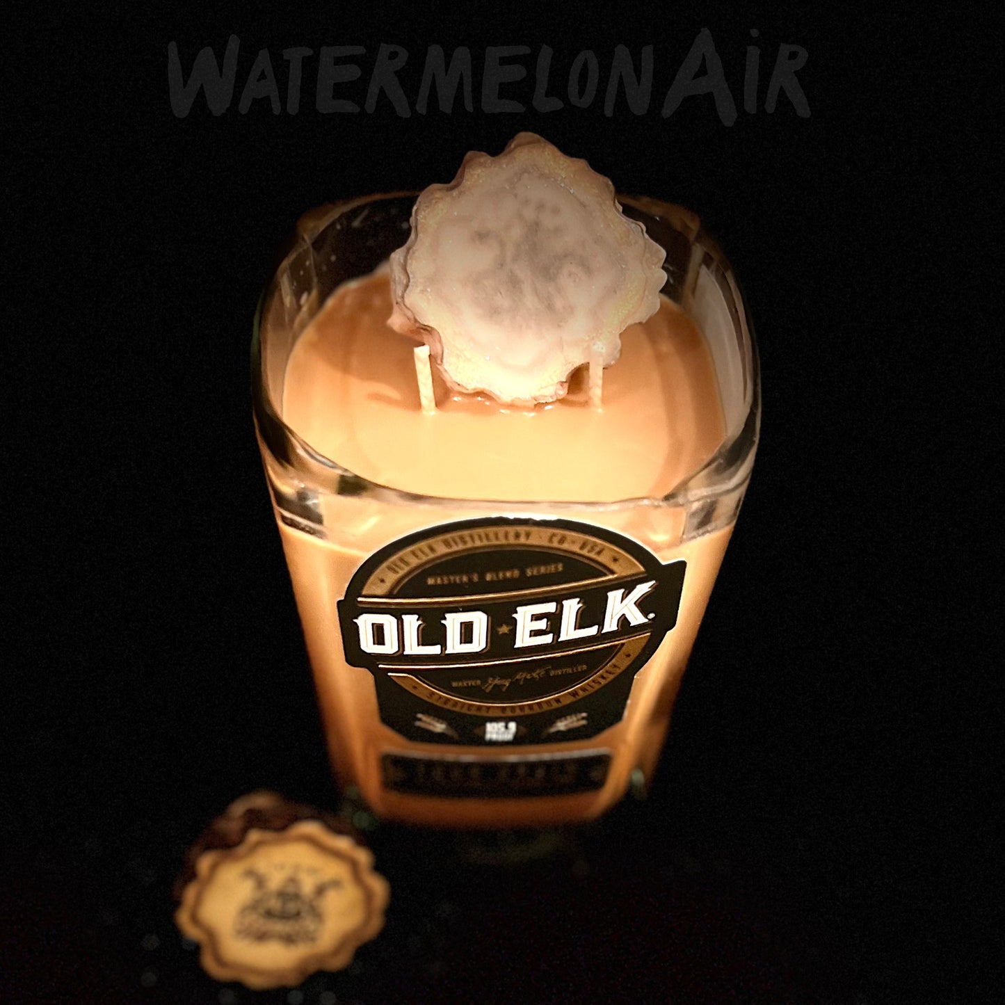 Bourbon Wood Bottle Candle | old elk candle | 25oz soy wax
