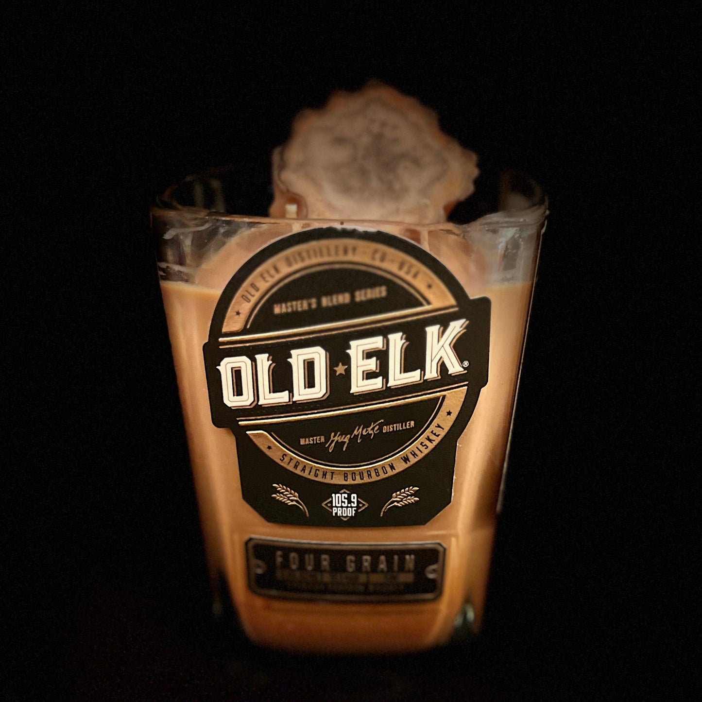 Bourbon Wood Bottle Candle | old elk candle | 25oz soy wax