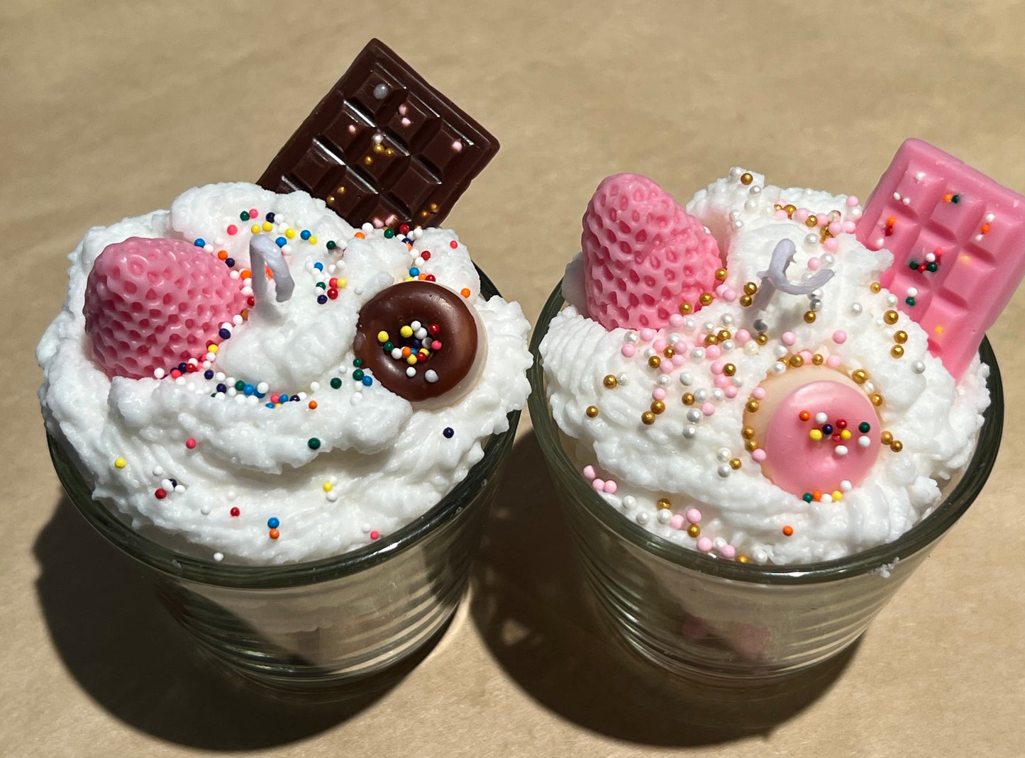 CUPCAKE CANDLE SUNDAE Chocolate or Strawberry Candle