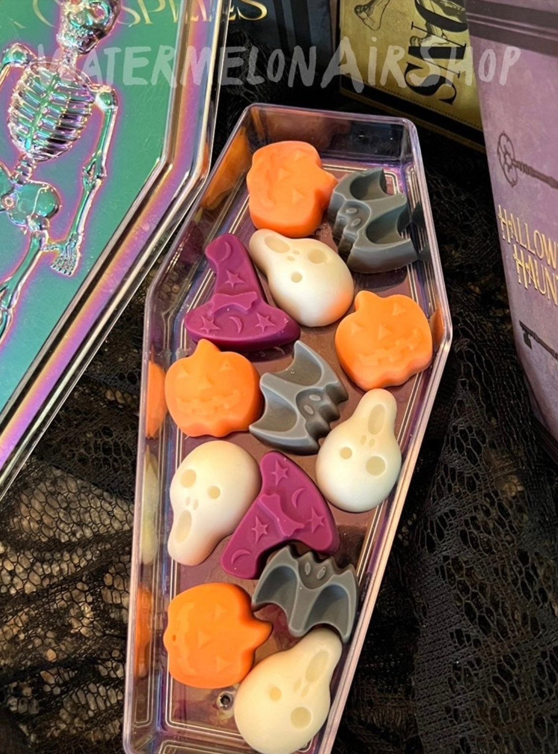 HALLOWEEN SAMPLER Wax Melts | 4 oz | 13 Melts | Coffin Gift Container